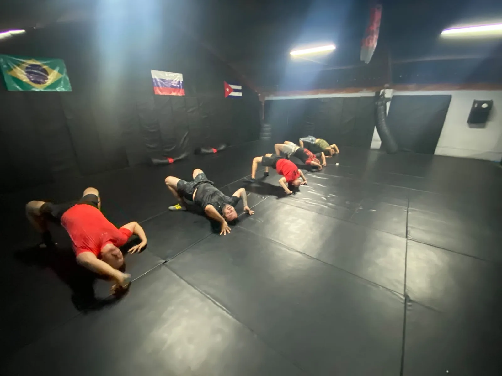 Grupo realizando ejercicios en el área de entrenamiento